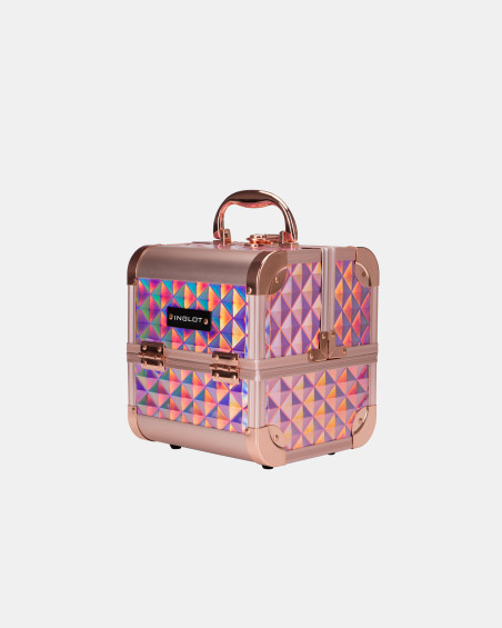 Kufer Kosmetyczny Diamentowy Mini Holographic Rose Gold