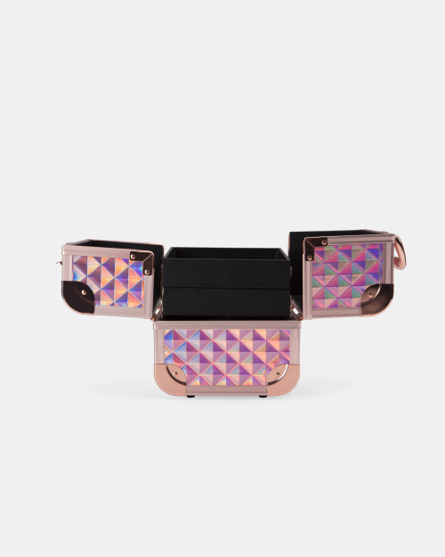 Kufer Kosmetyczny Diamentowy Mini Holographic Rose Gold